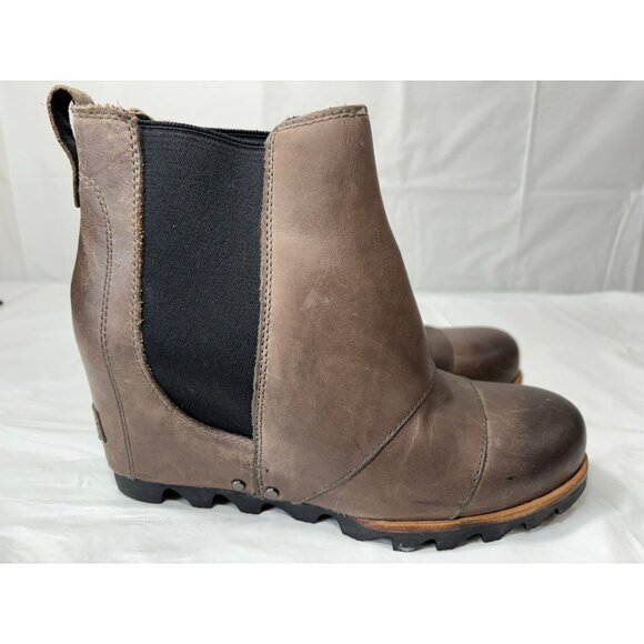 SOREL Lea Wedge Brown Waterproof Leather Boots Size 6.5 - Picture 2 of 12